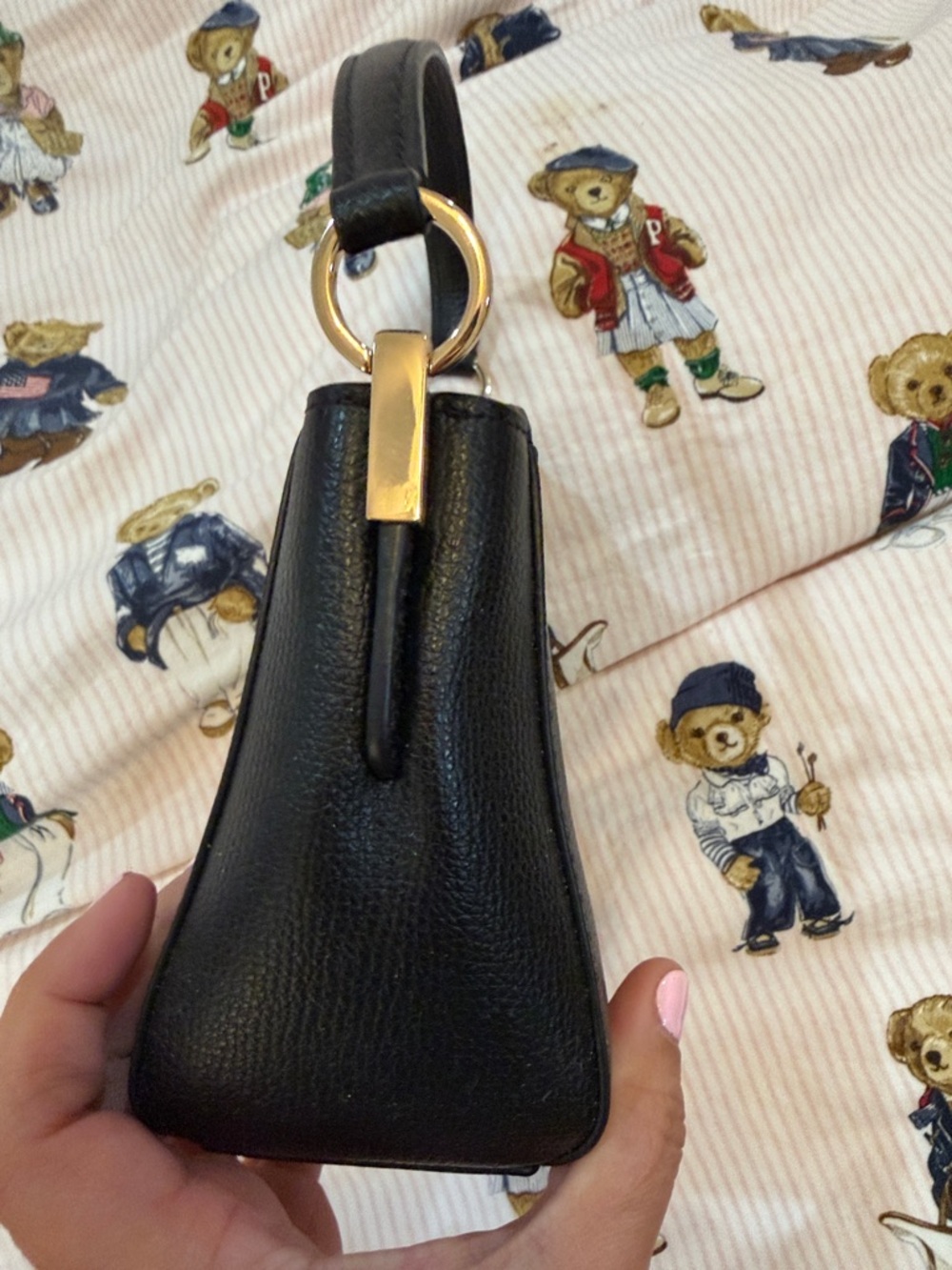 Kate Spade Black Pebbled Leather Mini Top-Handle Bag with Gold Hardware - Picture 5 of 6